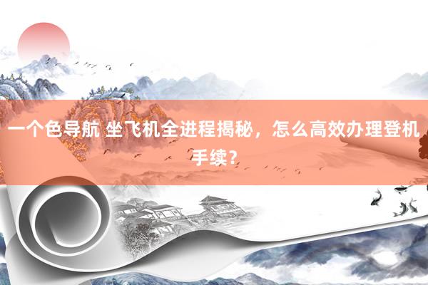 一个色导航 坐飞机全进程揭秘，怎么高效办理登机手续？