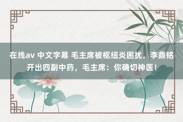 在线av 中文字幕 毛主席被枢纽炎困扰，李鼎铭开出四副中药，