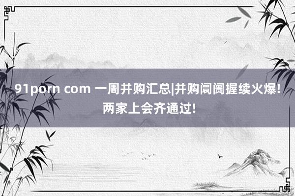 91porn com 一周并购汇总|并购阛阓握续火爆! 两家