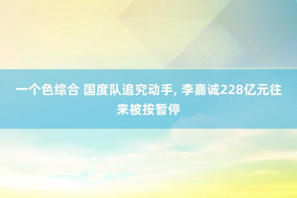 一个色综合 国度队追究动手， 李嘉诚228亿元往来被按暂停