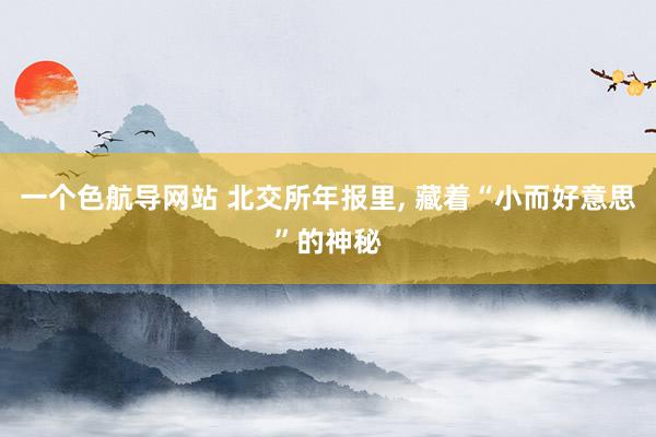 一个色航导网站 北交所年报里, 藏着“小而好意思”的神秘