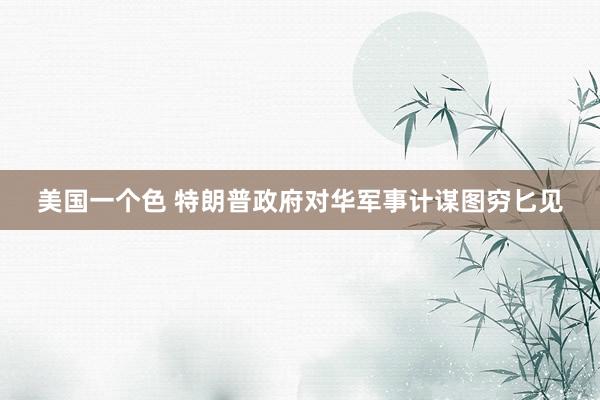 美国一个色 特朗普政府对华军事计谋图穷匕见