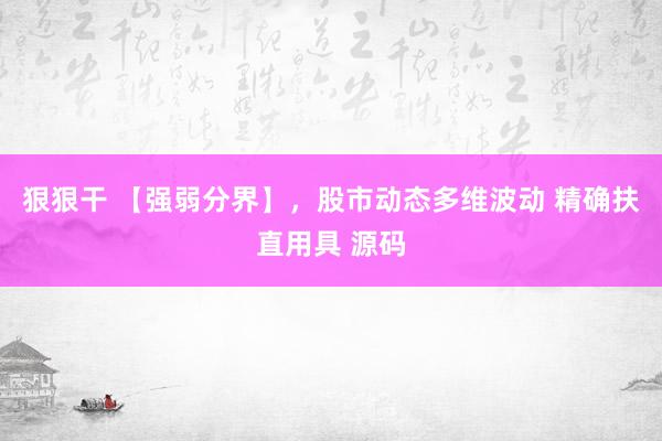 狠狠干 【强弱分界】，股市动态多维波动 精确扶直用具 源码
