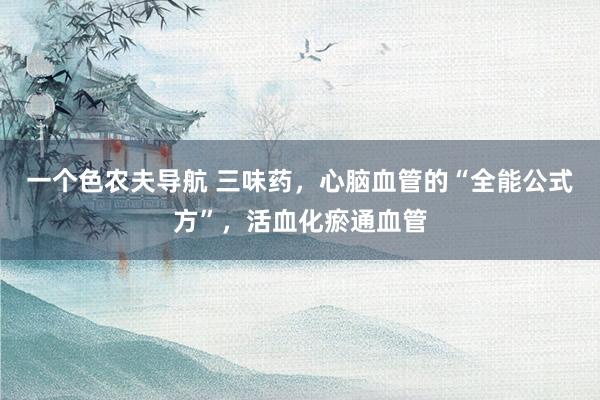 一个色农夫导航 三味药，心脑血管的“全能公式方”，活血化瘀通