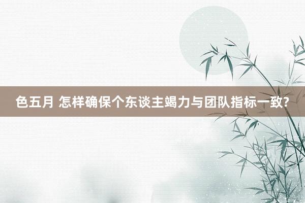 色五月 怎样确保个东谈主竭力与团队指标一致?