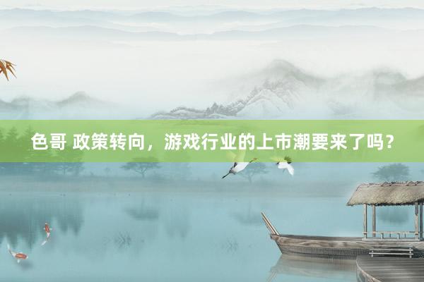 色哥 政策转向，游戏行业的上市潮要来了吗？